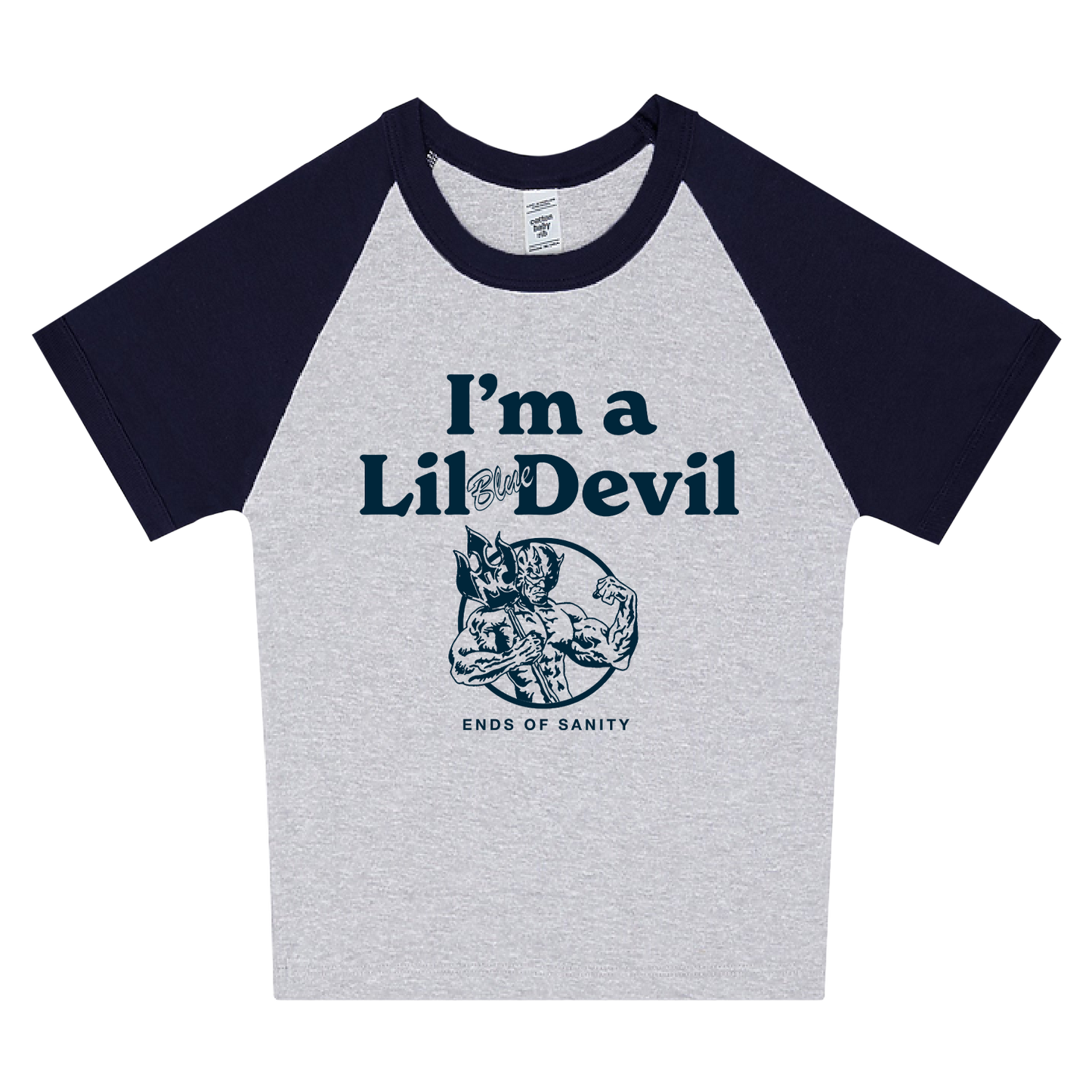 Little Blue Devil Raglan Baby Tee