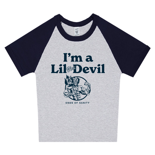 Little Blue Devil Raglan Baby Tee
